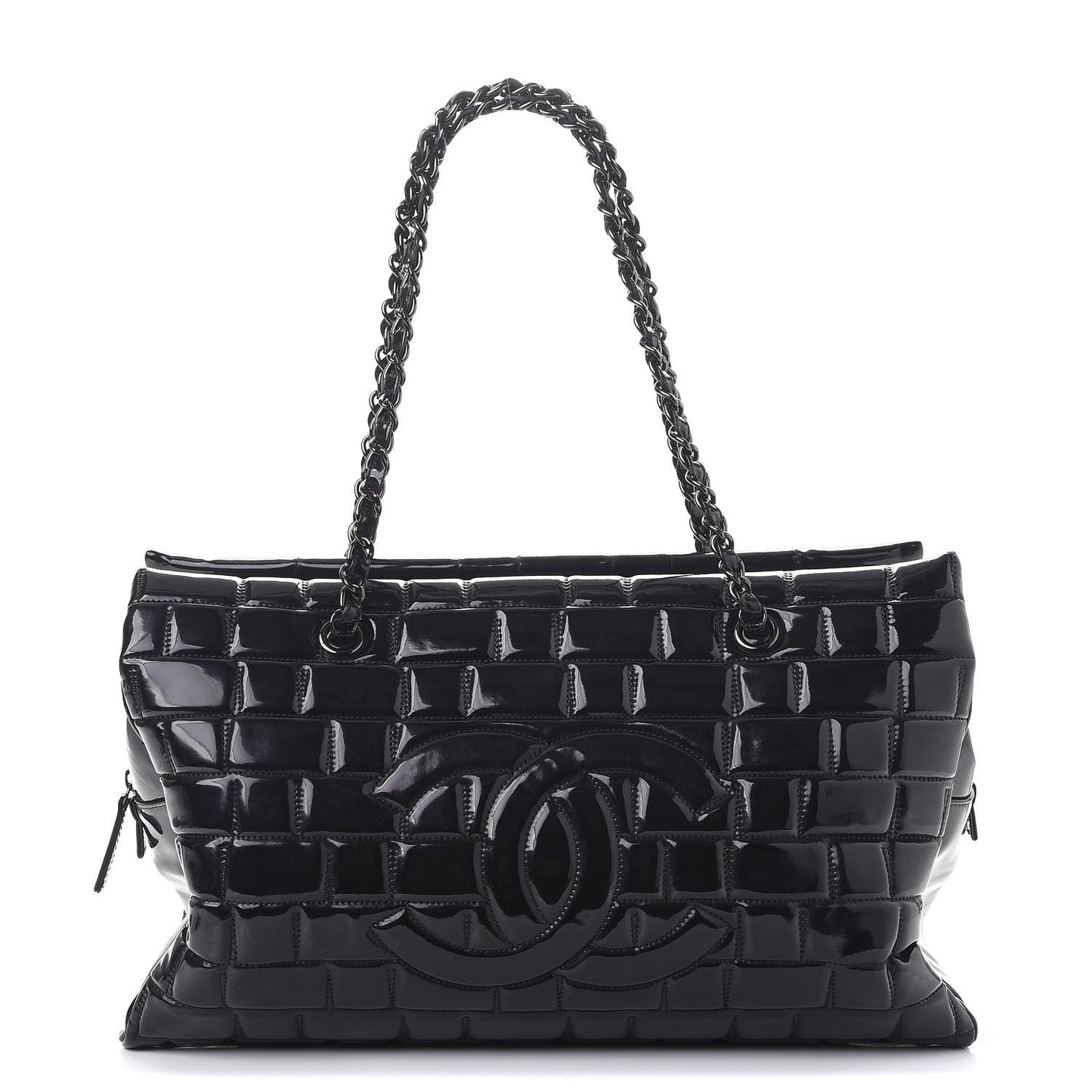 Vinyl Quilted Frozen Shopping Tote Black