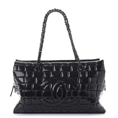 Chanel Vinyl Quilted Frozen Shopping Tote Black 1 of 10