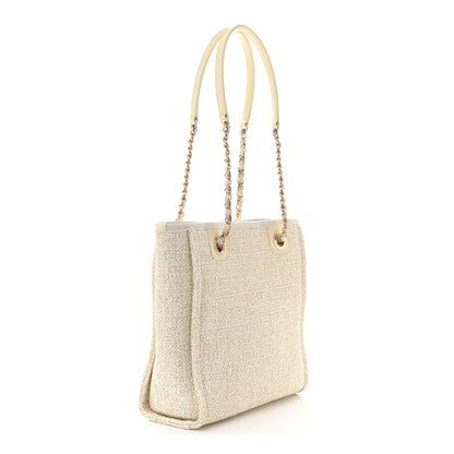 Chanel Lurex Boucle Mini Deauville Tote White 3 of 10