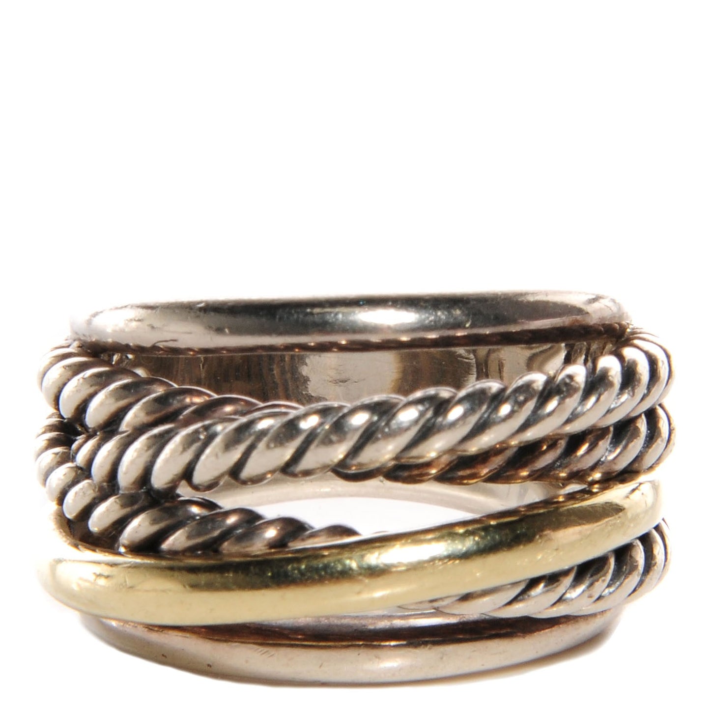Sterling Silver 14k Gold Narrow Crossover Ring 6