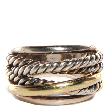 David Yurman Sterling Silver 14k Gold Narrow Crossover Ring 6 1 of 5