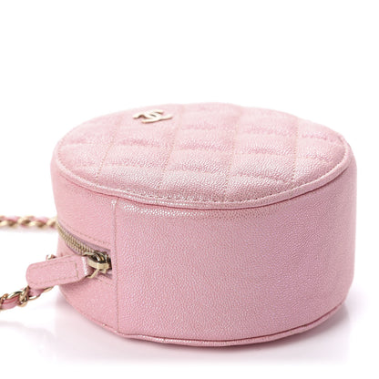 Chanel Iridescent Caviar Quilted Round Clutch With Chain Pink 4 of 11