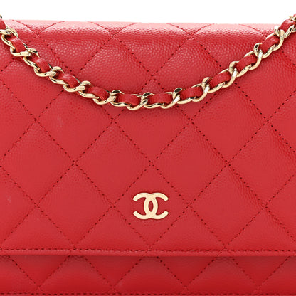 Chanel Caviar Quilted Wallet on Chain WOC Red 9 of 13