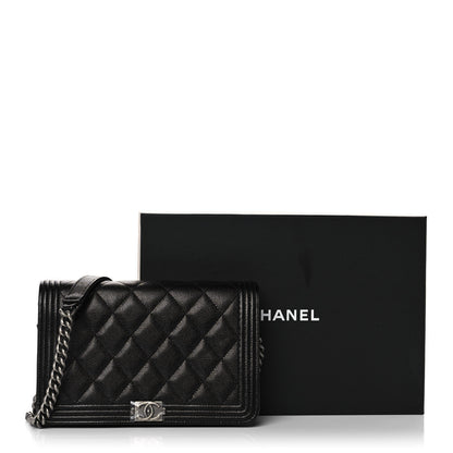 Chanel Caviar Quilted Boy Wallet On Chain WOC Black 12 of 12