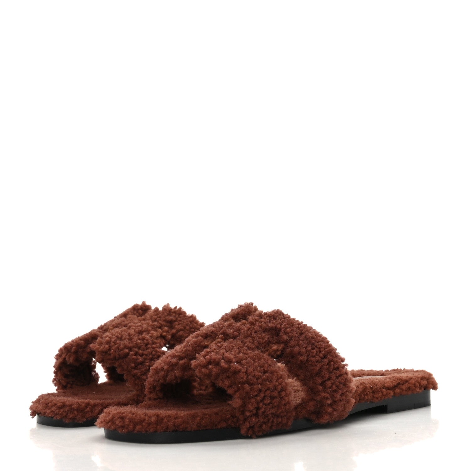 Hermes Woolskin Oran Sandals 40 Cognac 3 of 7