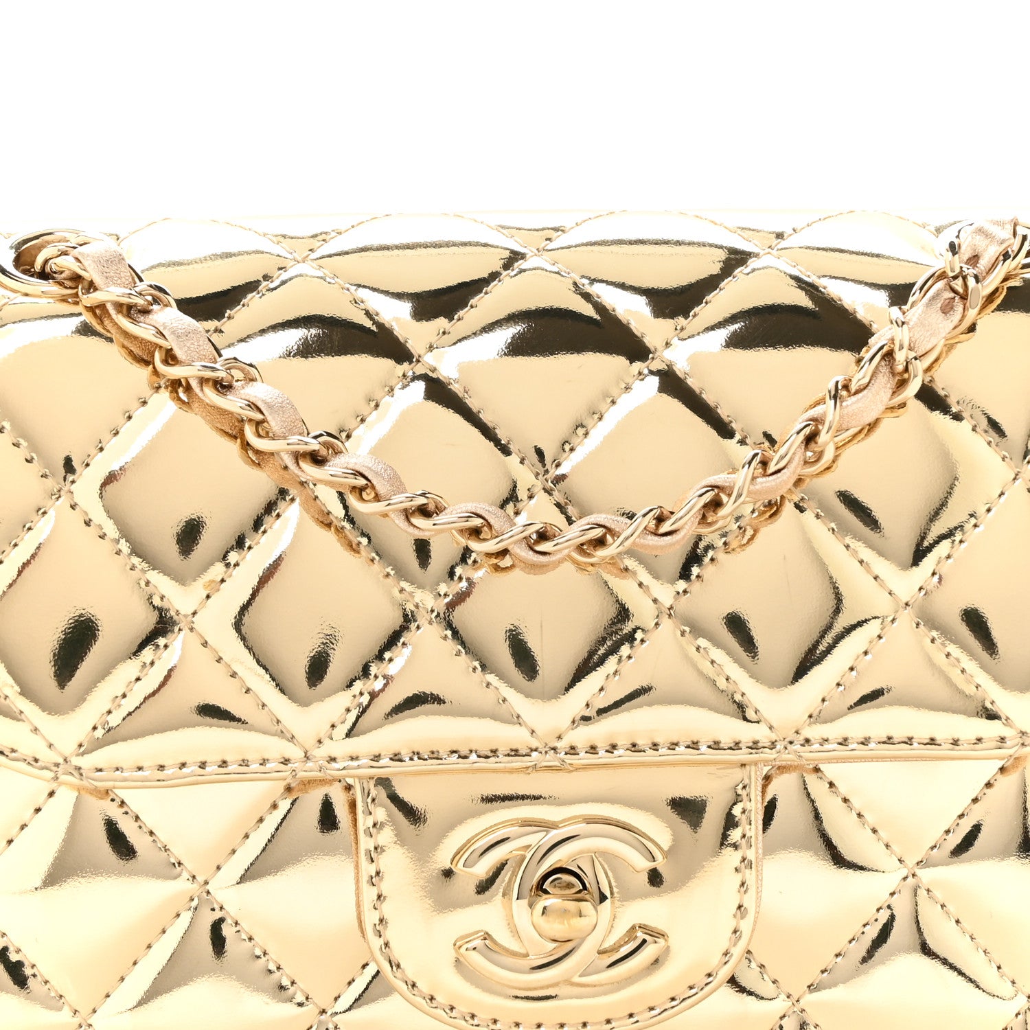 Chanel Mirror Calfskin Metallic Calfskin Quilted Hollywood Boulevard Mini Flap With Star Coin Purse Gold 8 of 11