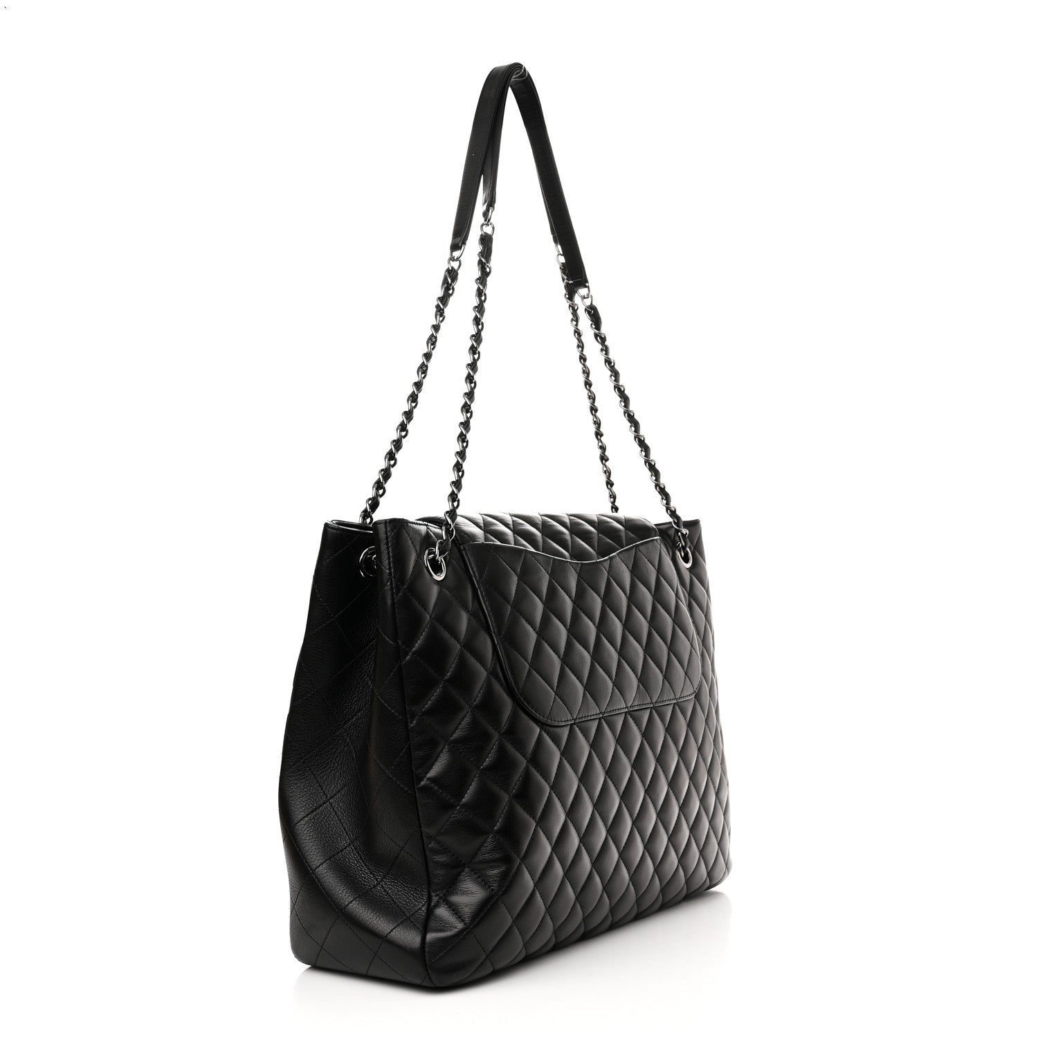 Chanel Lambskin Quilted Front Flap Tote Black 2 of 12