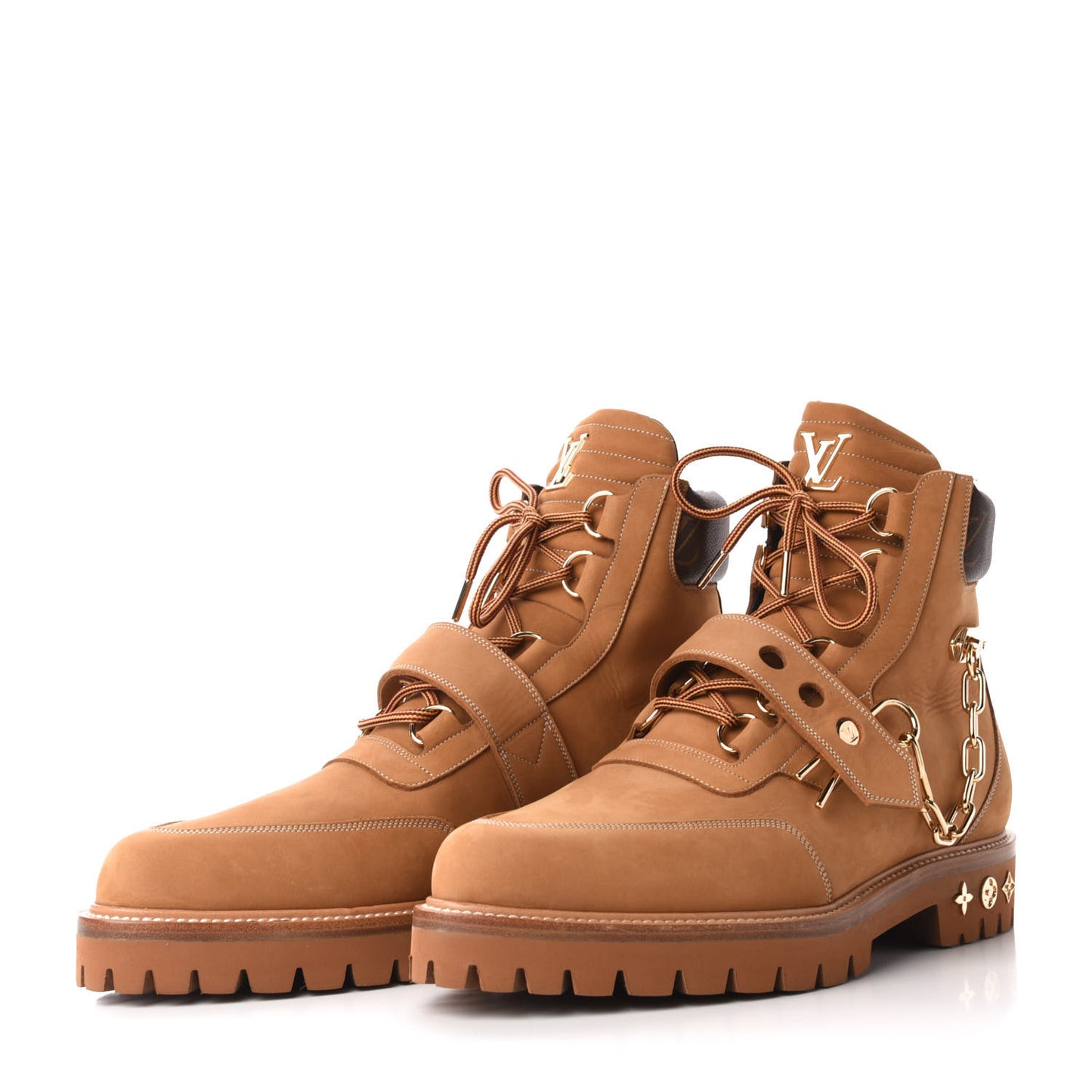 Suede Calfskin Monogram Mens Creeper Ankle Boots 9 Beige