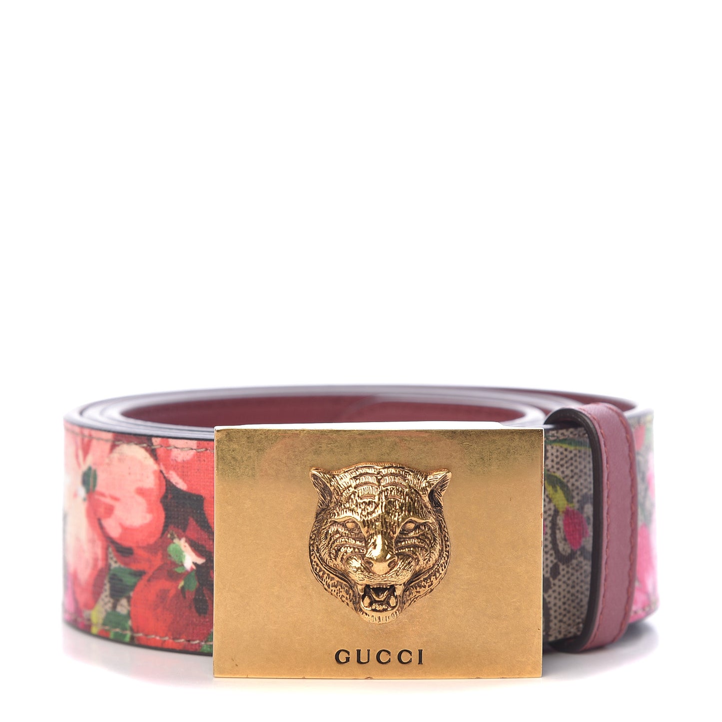 GG Plus Monogram Blooms Plaque Belt 95 38 Beige Multicolor Dry Rose
