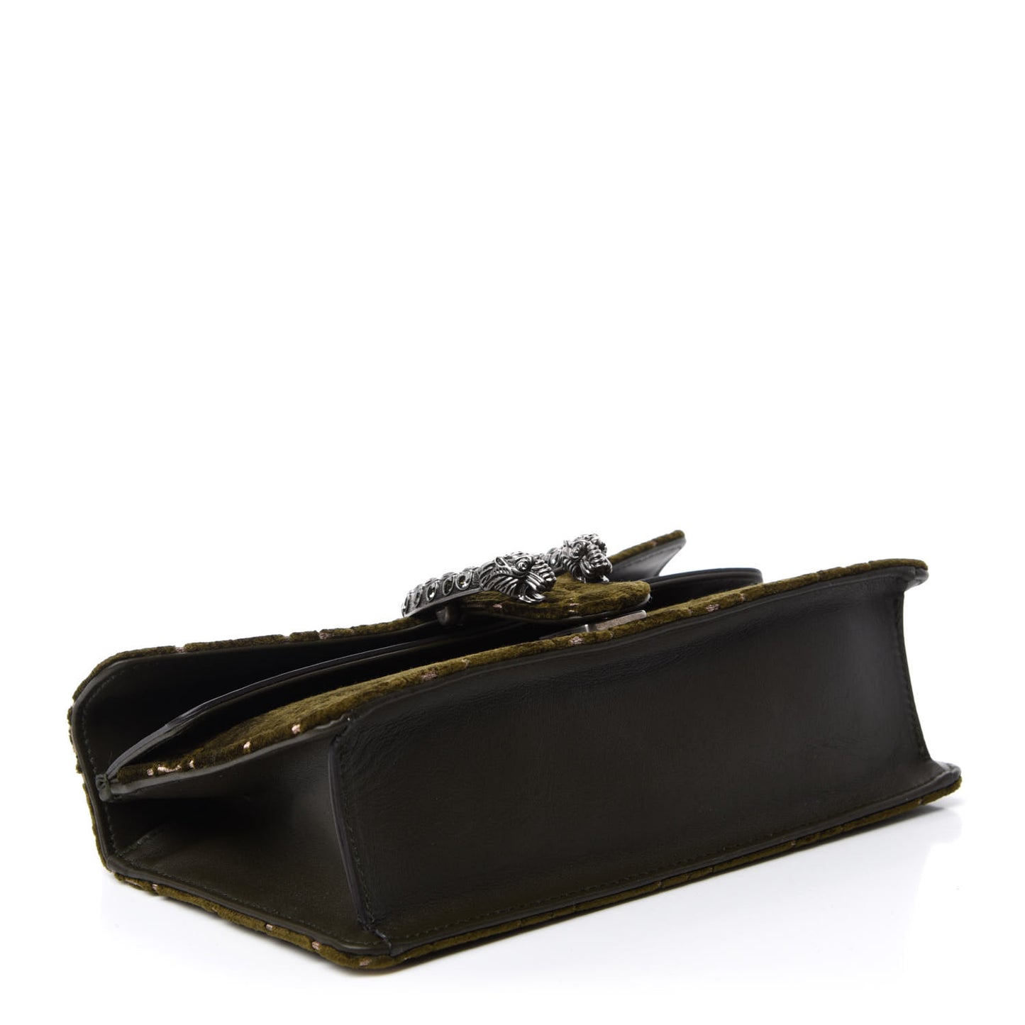 Velvet Moon Calfskin Crystal GG Monogram Small Dionysus Shoulder Bag Dark Olive Rose Gold