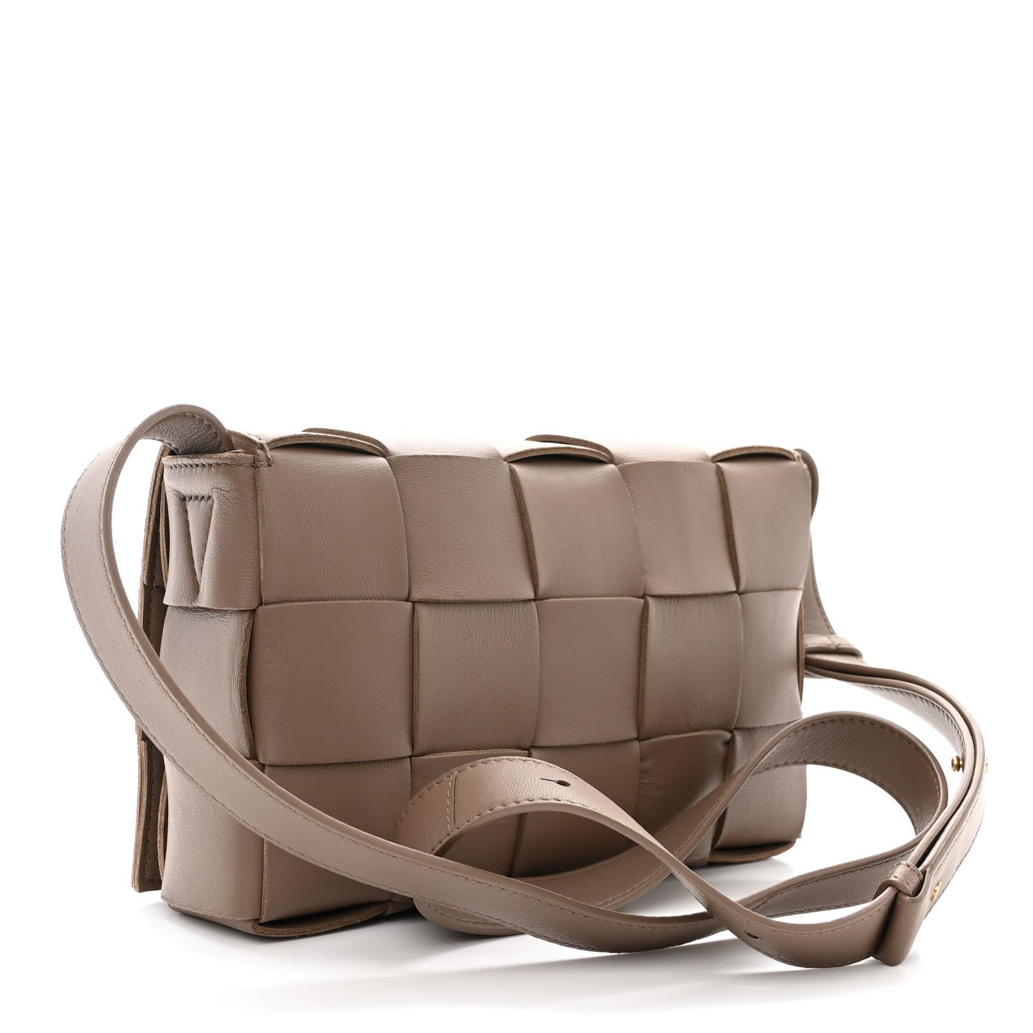 Bottega Veneta Lambskin Maxi Intrecciato Cassette Crossbody Bag Taupe Grey 3 of 10