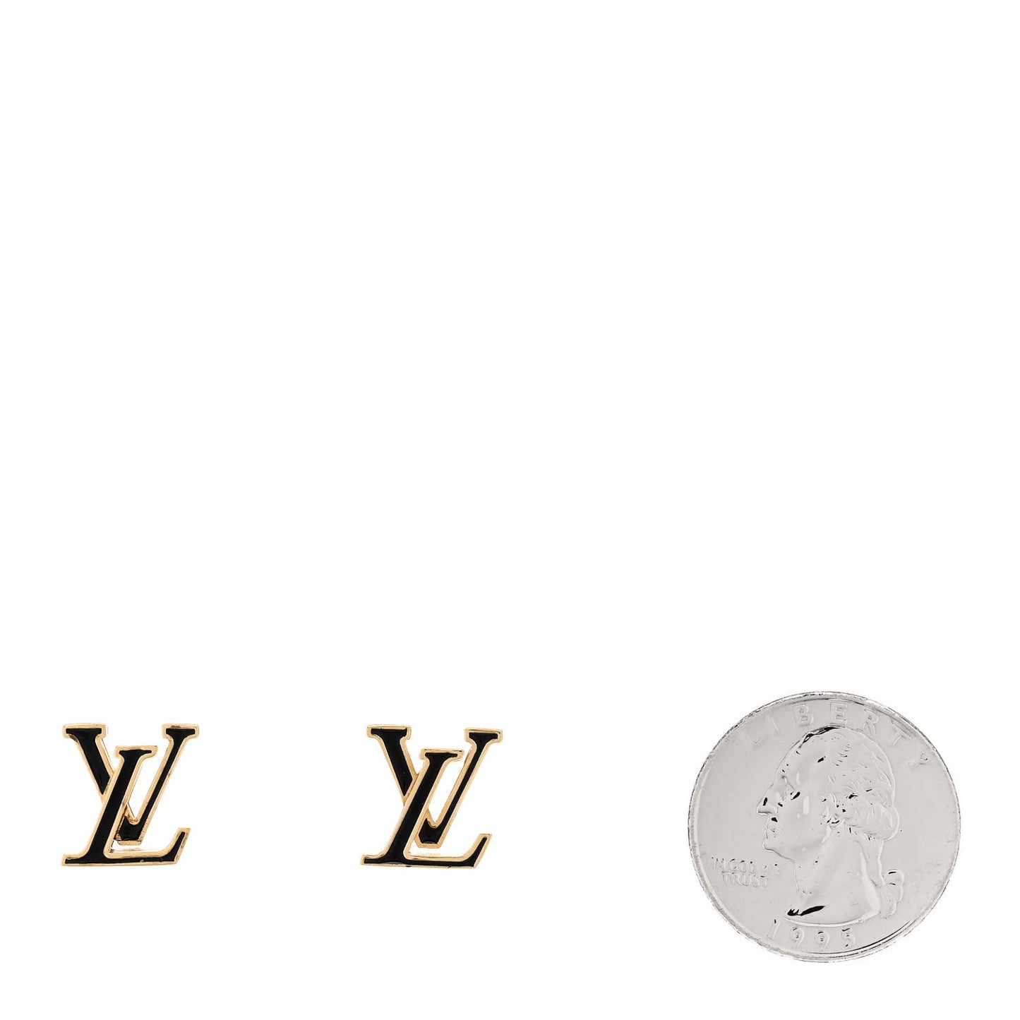 Metal Enamel LV Iconic Earrings Gold