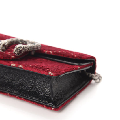 Gucci Velvet GG Monogram Super Mini Dionysus Shoulder Bag Red Cipria Black 7 of 10