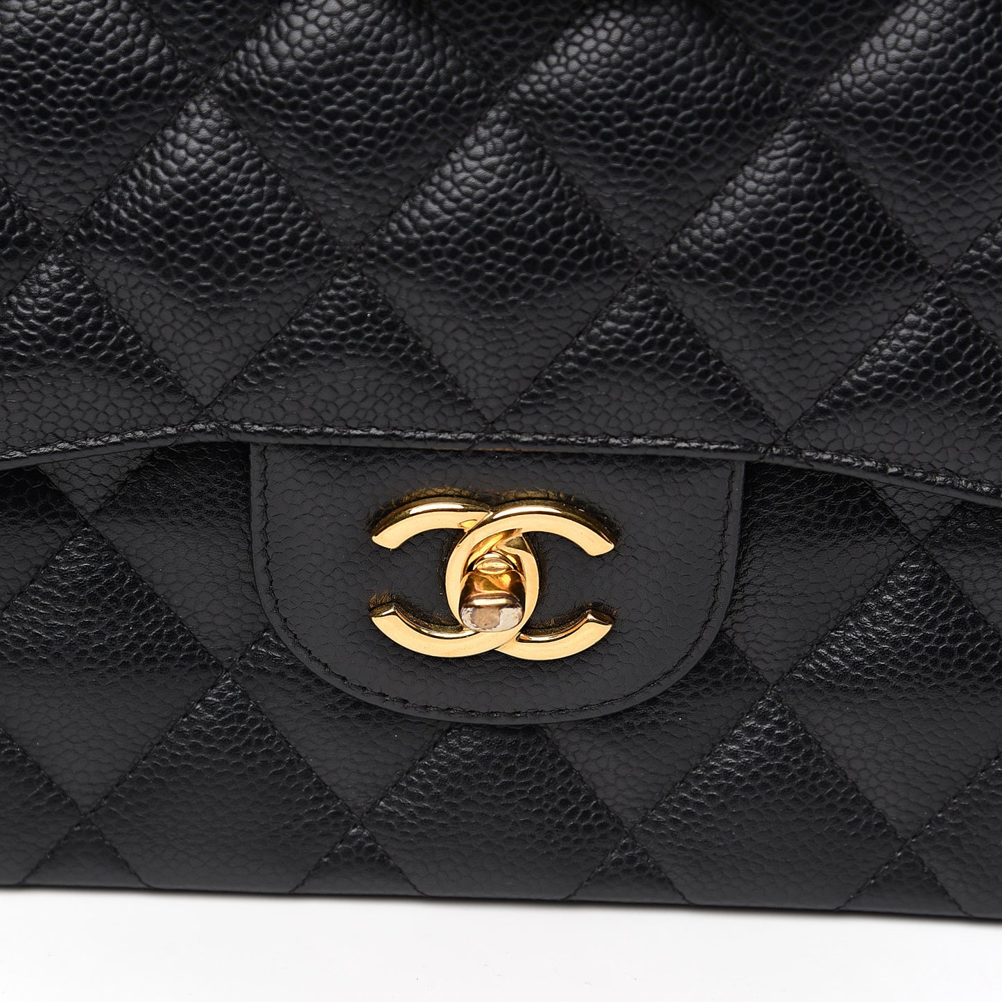 Caviar Quilted Jumbo Double Flap Black