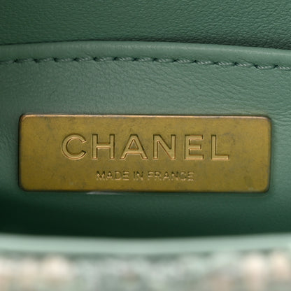 Chanel Tweed Handle Crush Top Handle Flap Bag Light Blue Ecru 6 of 11