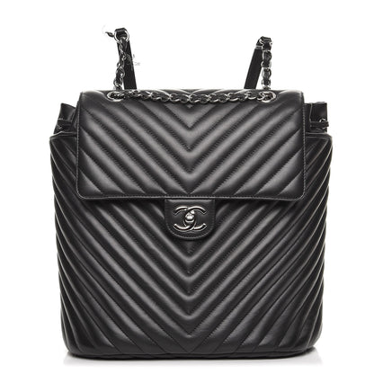 Chanel Calfskin Chevron Quilted Large Urban Spirit Backpack Black 1 of 12