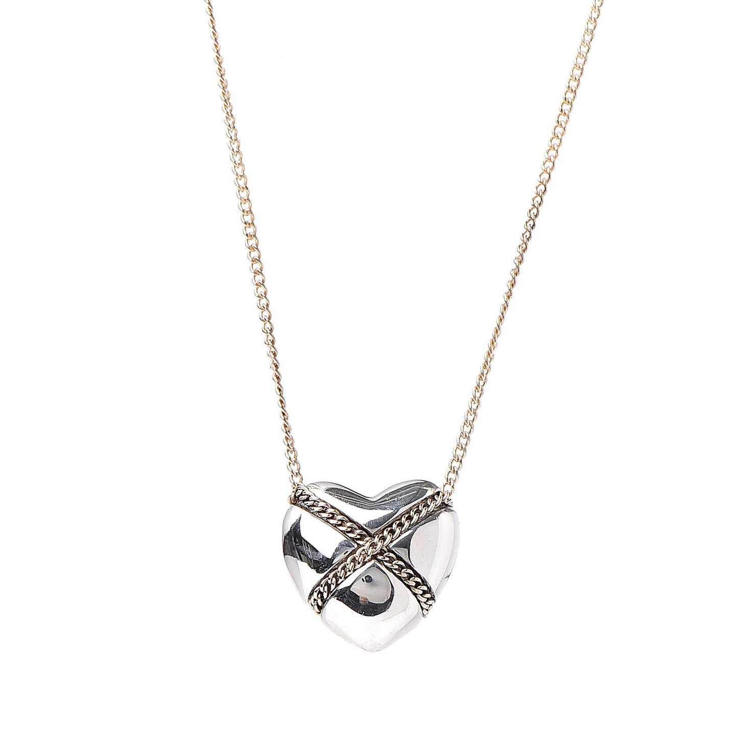 Sterling Silver 18K Yellow Gold Heart Pendant Necklace