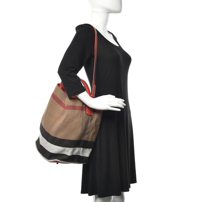 Burberry Canvas Mega Check Medium Ashby Hobo Cadmium Red 2 of 9