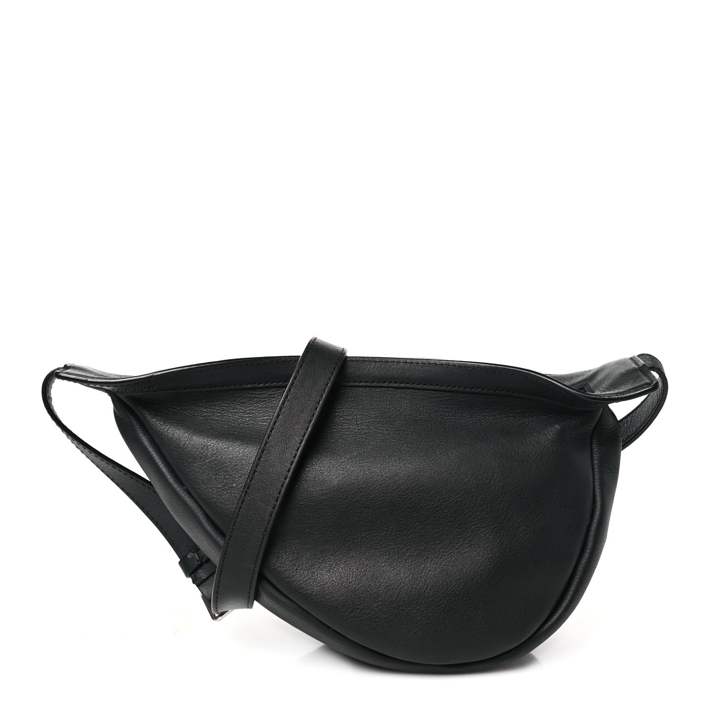 Grained Calfskin Small Slouchy Banana Bag Black