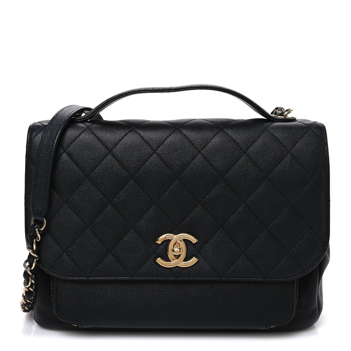 Caviar Quilted Large Business Affinity Flap Black