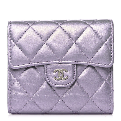 Chanel Iridescent Lambskin Quilted Compact Flap Wallet Purple 1 of 9