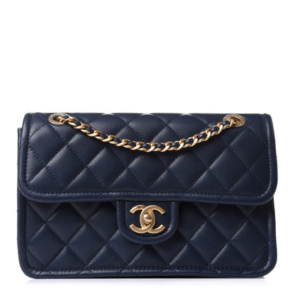 Chanel Caviar Quilted Medium Sweet Classic Flap Navy Blue 1 of 11