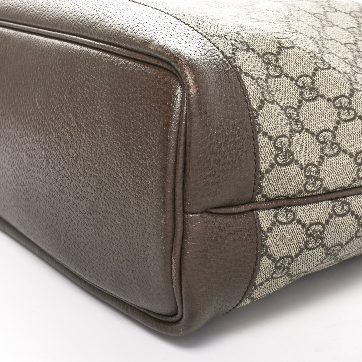 GG Supreme Monogram Textured Calfskin Medium Ophidia Shoulder Tote Bag Beige Ebony New Acero