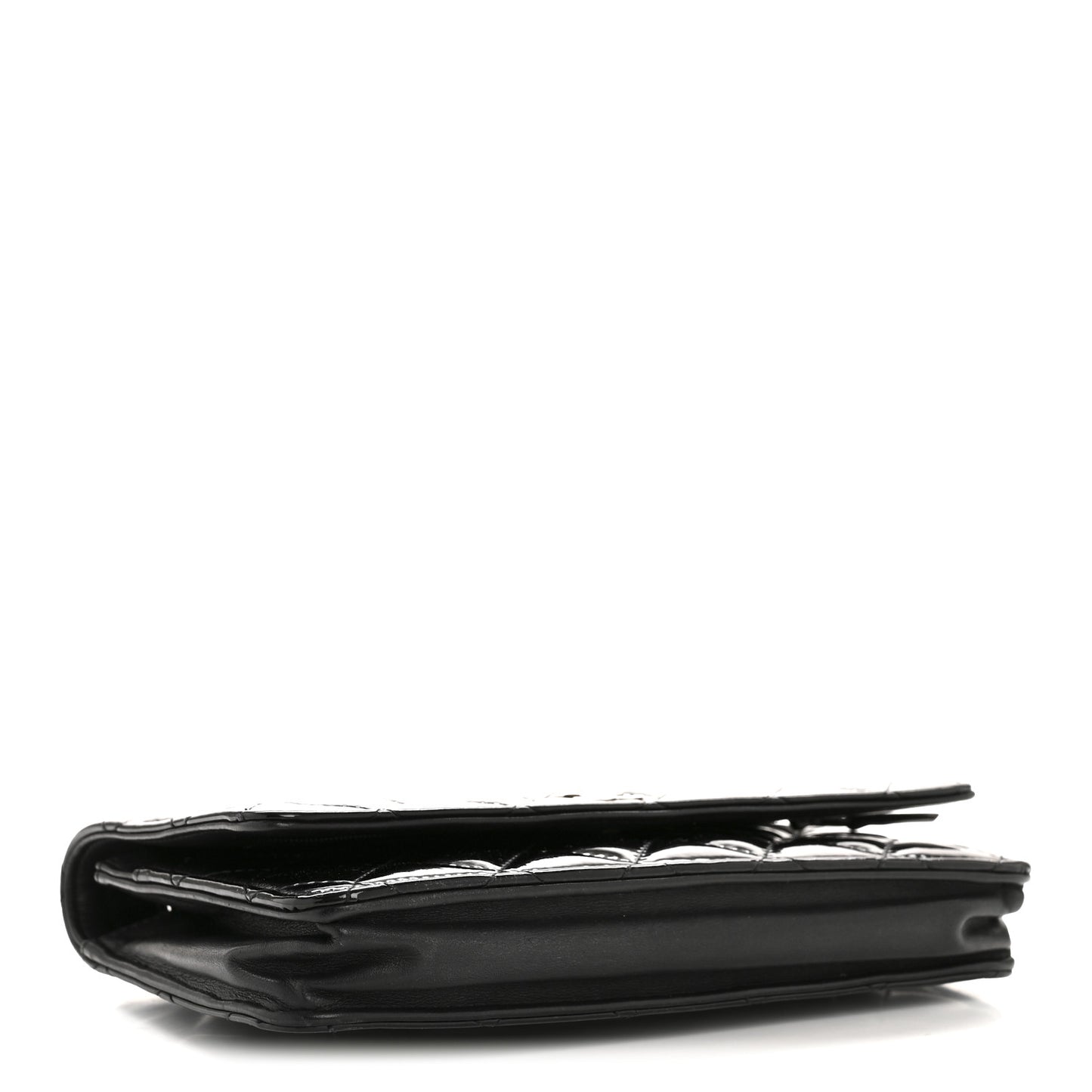 Patent Quilted Wallet On Chain WOC Black