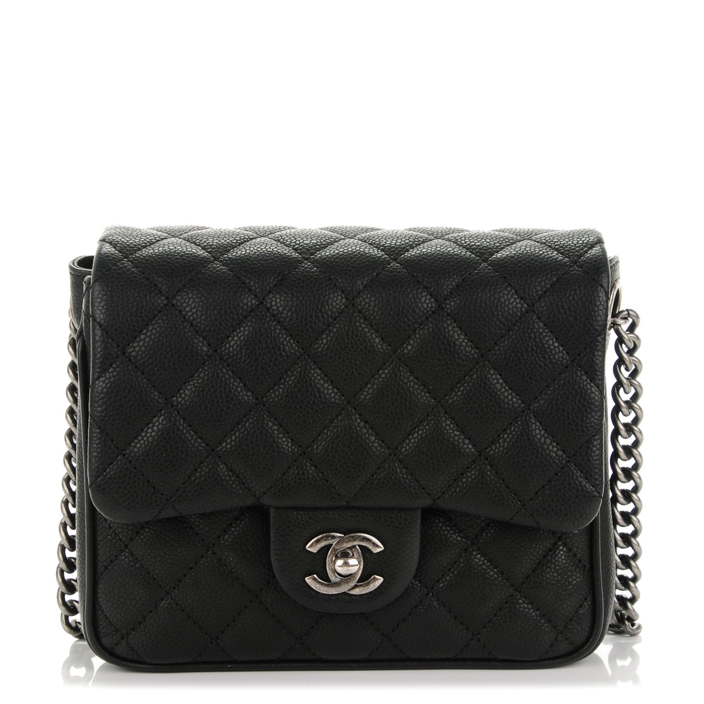 Caviar Quilted Small Rock In Rome Flap Black
