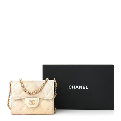 Chanel Metallic Goatskin Quilted Ombre Classic Clutch With Chain Beige 11 of 11