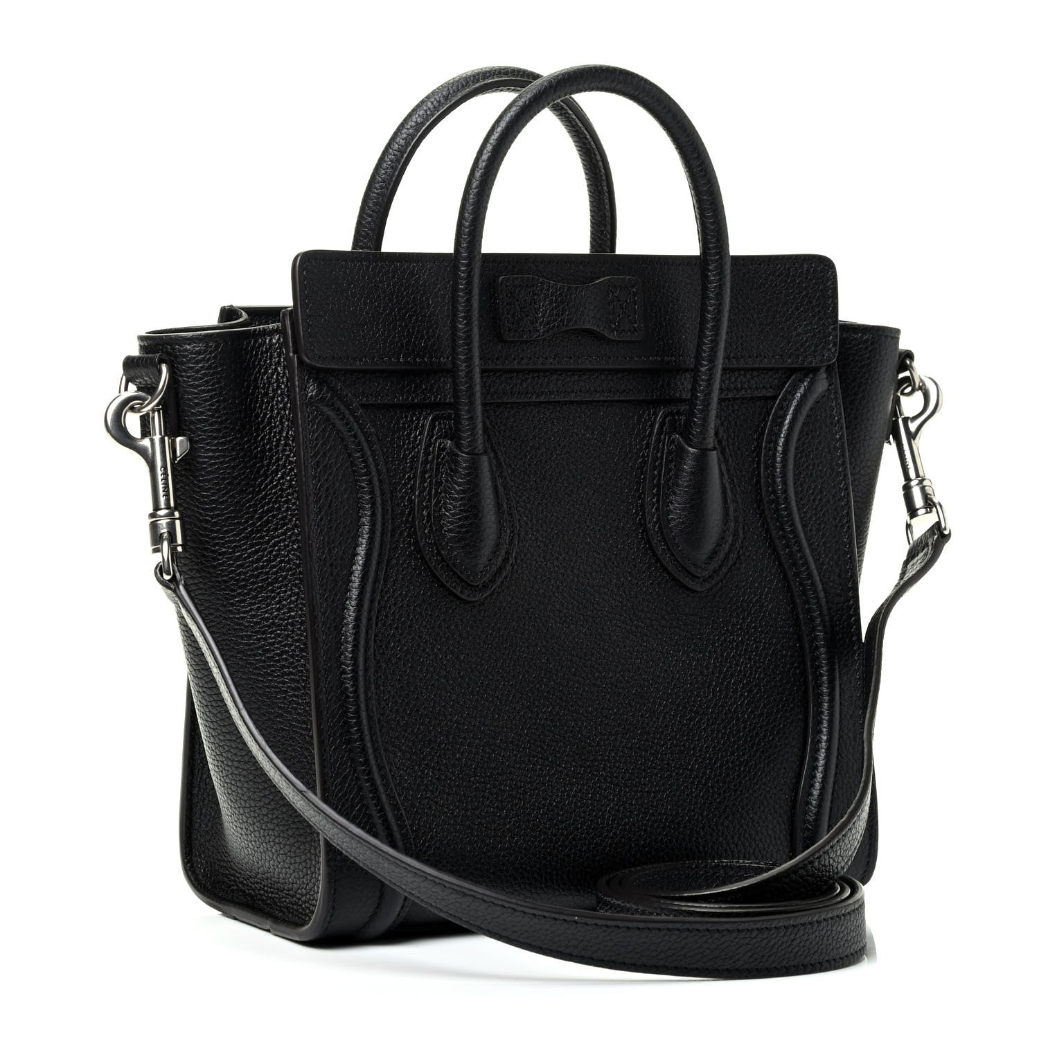 Celine Drummed Calfskin Nano Luggage Black 2 of 4