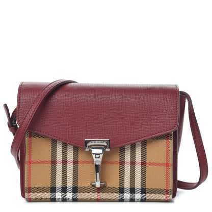 Burberry Grainy Calfskin Vintage Check Baby Macken Crossbody Bag Crimson 1 of 10