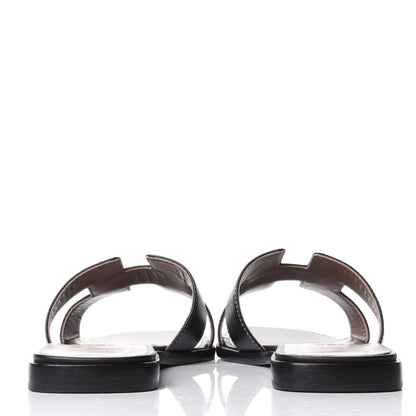 Hermes Box Calfskin Oran Sandals 38.5 Black 6 of 11
