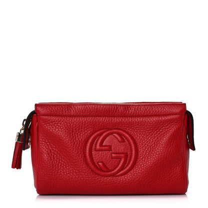 Gucci Pebbled Calfskin Soho Cosmetic Case Tabasco Red 1 of 10