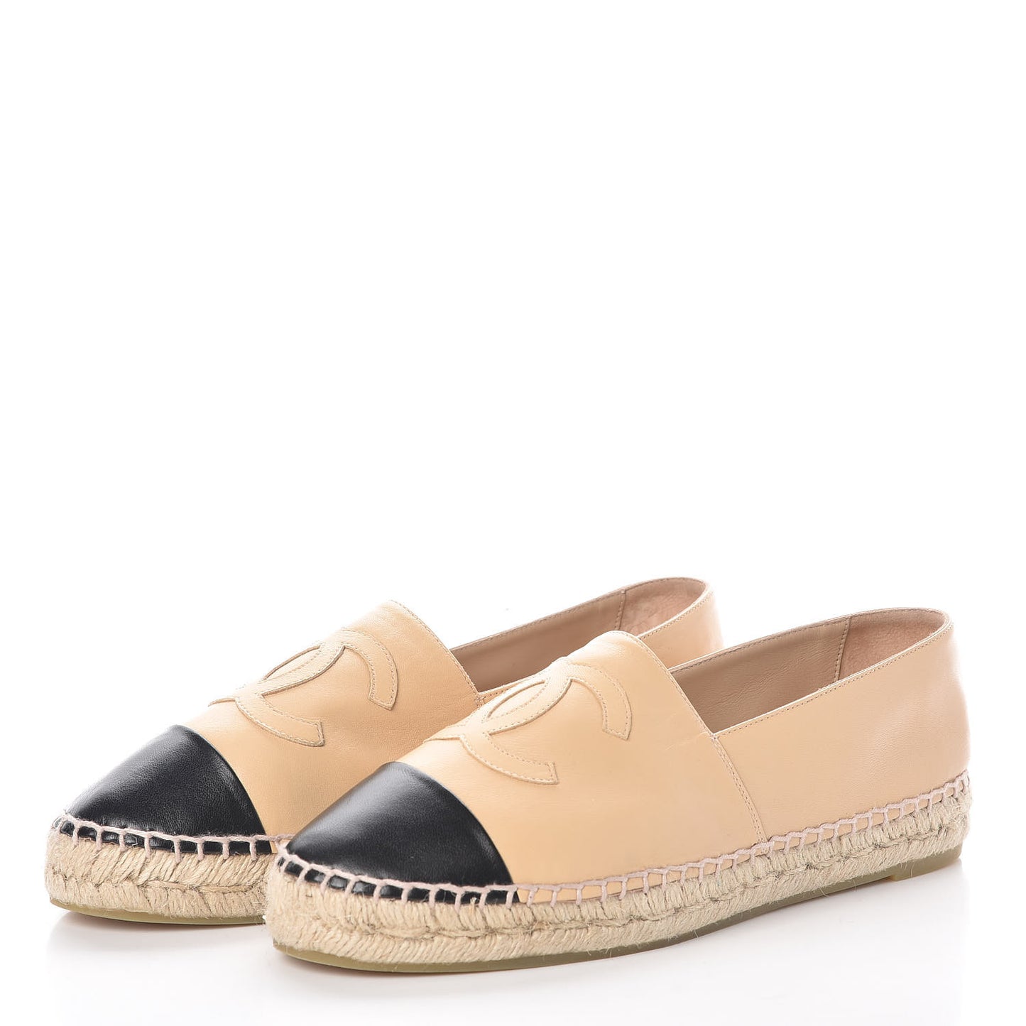 Lambskin CC Espadrilles 40 Beige Black