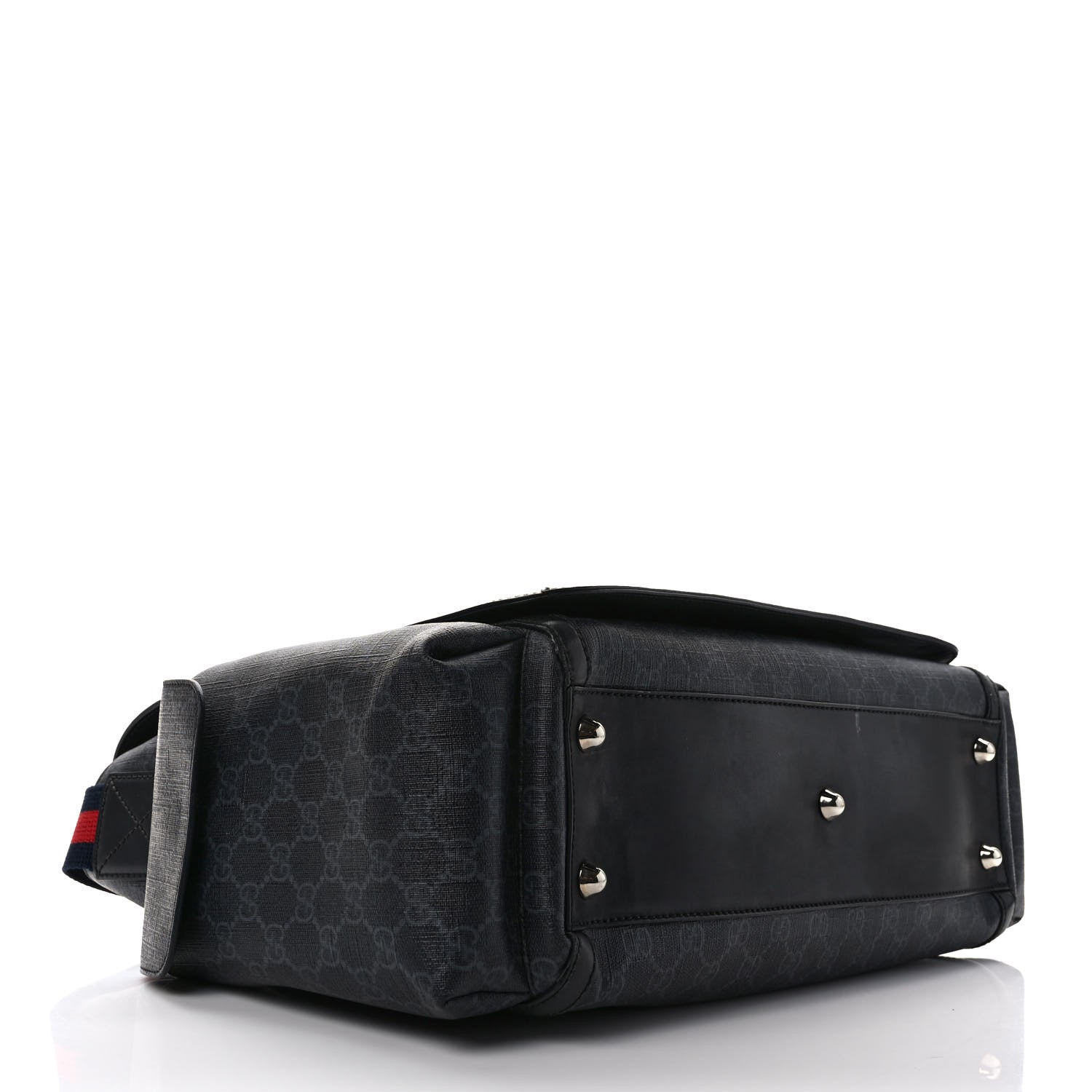 Gucci GG Supreme Monogram Web Messenger Diaper Bag Black Grey 4 of 13