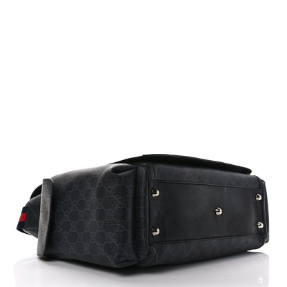 Gucci GG Supreme Monogram Web Messenger Diaper Bag Black Grey 4 of 13