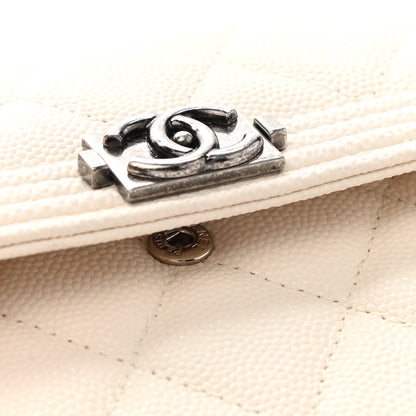 Chanel Caviar Quilted Large Boy Gusset Flap Wallet White 10 of 12