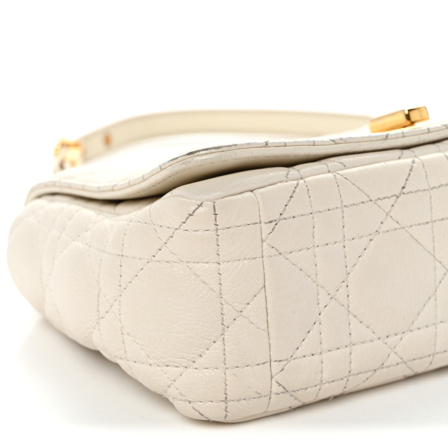 Calfskin Cannage Small Caro Bag Ivory