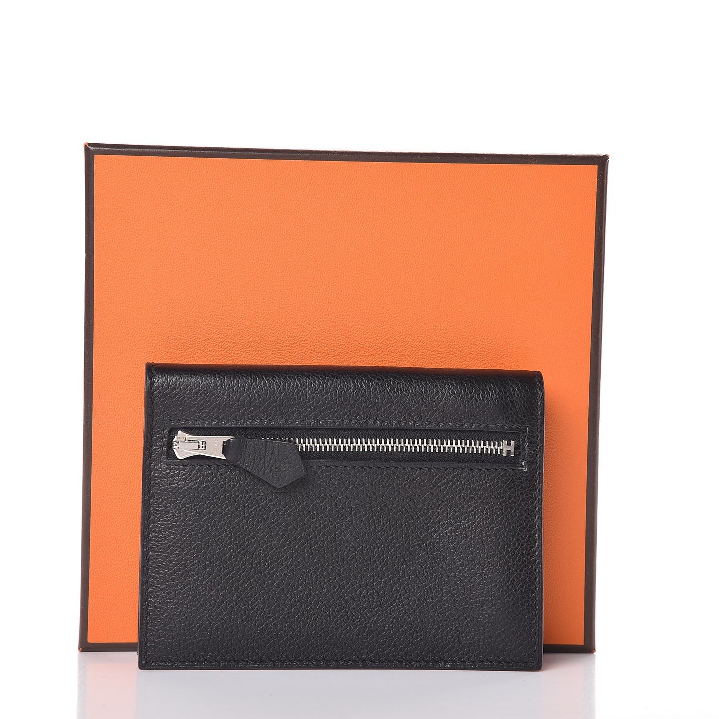 Taurillon Clemence Zip Zap Bi-Fold Wallet Black