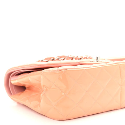 Chanel Patent Quilted Jumbo Double Flap Coral 9 of 13