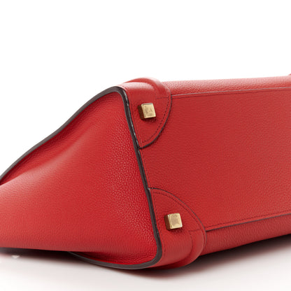 Celine Drummed Calfskin Micro Luggage Red 8 of 9