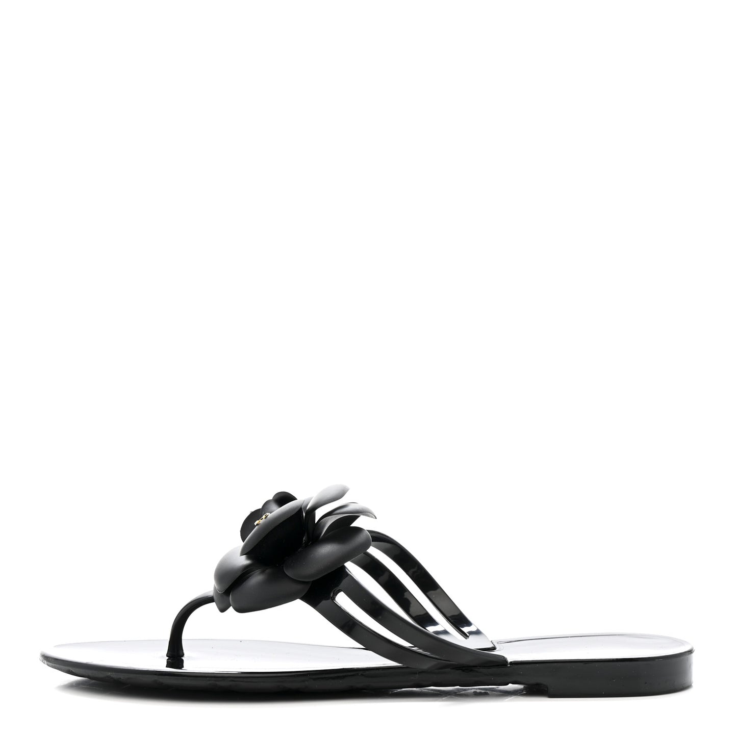 Jelly Camellia Thong Sandals 37 Black