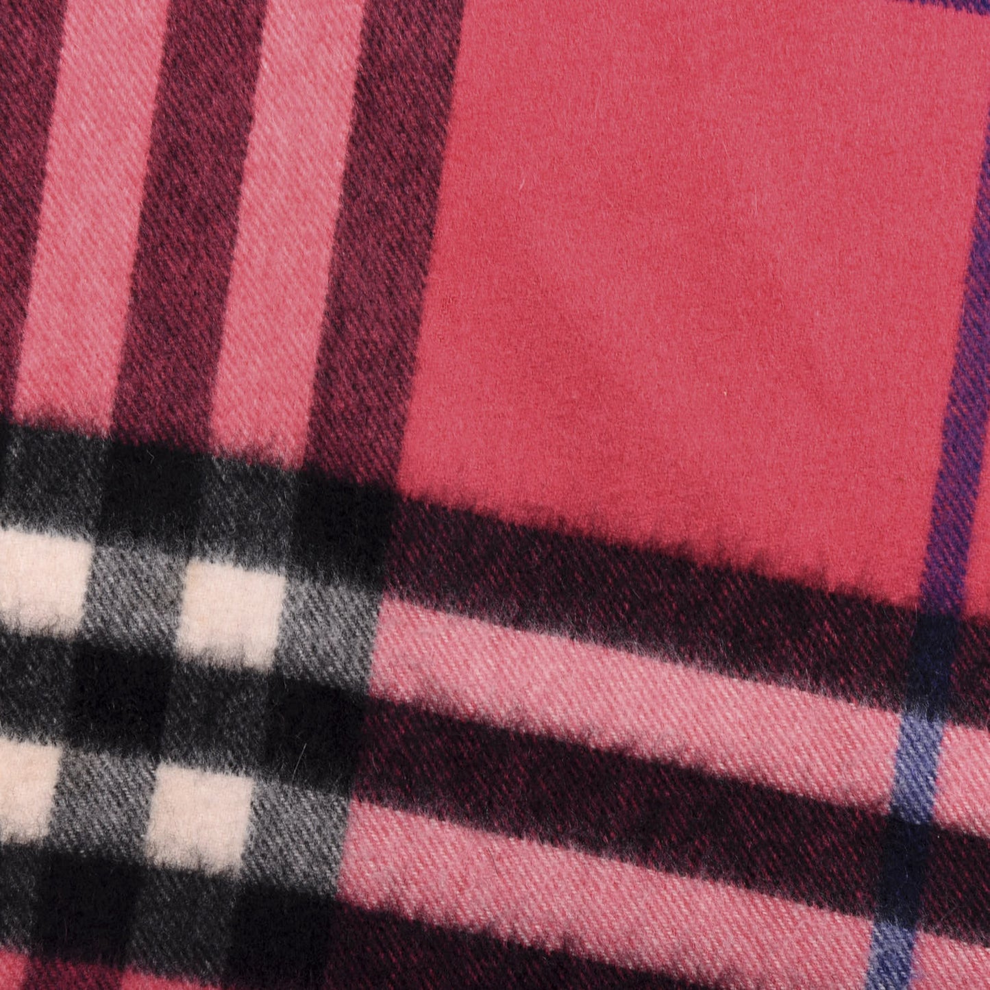 Cashmere Giant Check Fringe Scarf Rose Pink