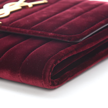 Saint Laurent Velvet Matelasse Vicky Chain Bag Burgundy 6 of 8