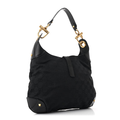 Gucci Monogram Piston Lock Jackie O Hobo Black 3 of 11