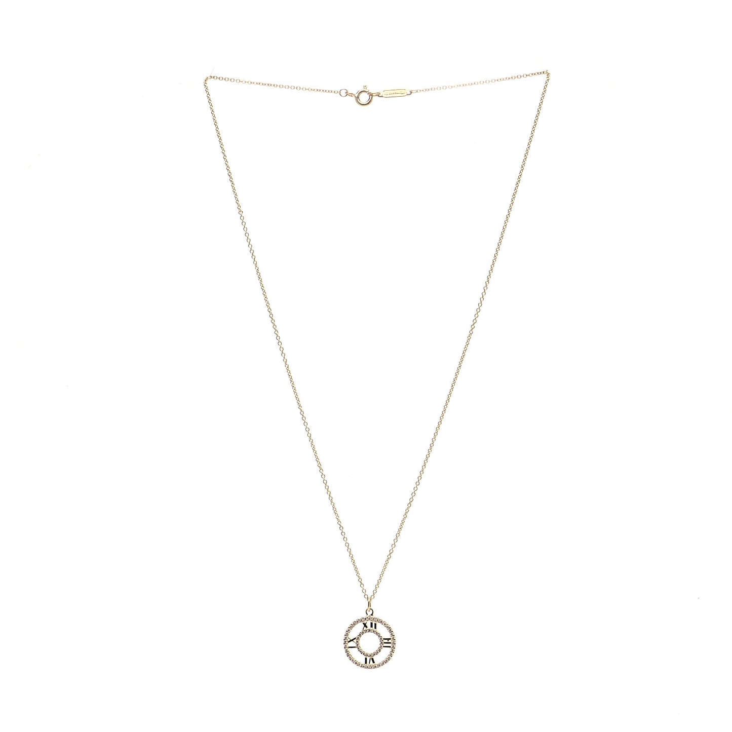 18K Yellow Gold Diamond Small Atlas Open Pave Pendant Necklace