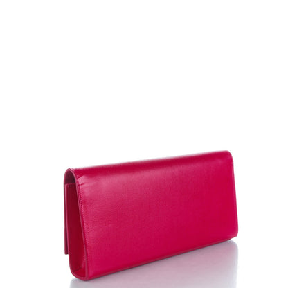 Saint Laurent Textured Patent Calfskin Classic Monogram Clutch Fuchsia 3 of 6