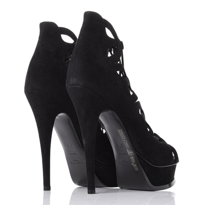 Saint Laurent Kid Scamosciato Tribute 105 Platform Sandals 37.5 Black 4 of 10