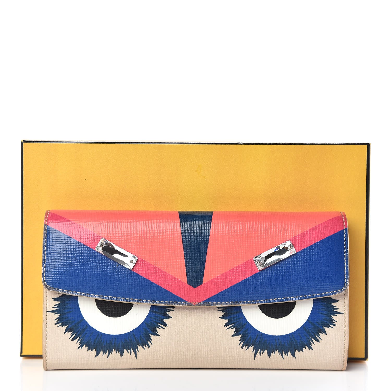 Fendi Vitello Elite Crystal Eye Monster Simply Continental Wallet Bellini Multicolor 12 of 12